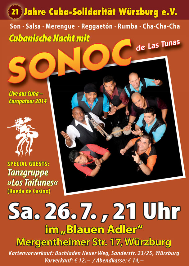 26. Juli 2014, 21 Uhr: Cubanische Nacht mit Sonoc de las Tunas